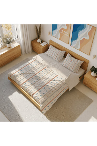 Luvis Store Coastal Stripe - Striped Patterned Double Hybrid Duvet Cover Set ...