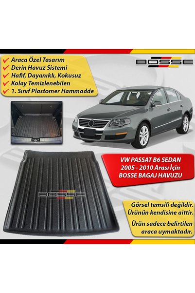 BOSSE Vw Passat B6 Bagaj Havuzu SEDAN 2005 - 2010 Arası Araca Özel 3D Bagaj H...