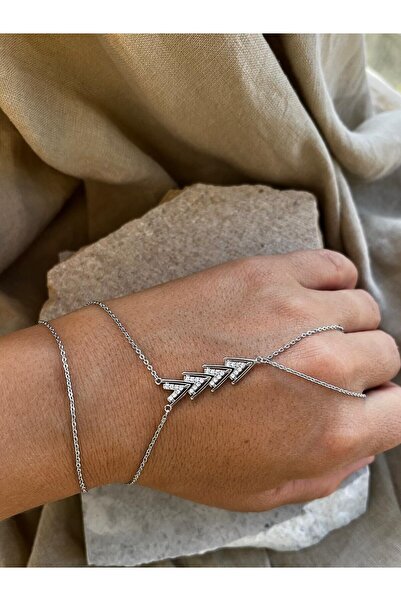 nunu takı Silver Colored V Shahmeran with Stones