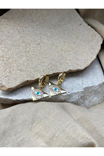 nunu takı Gold Color Triangle Eye Earrings