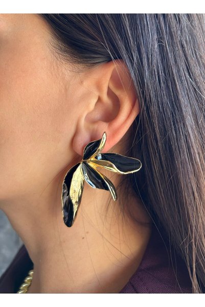 nunu takı Large Leaves Earrings