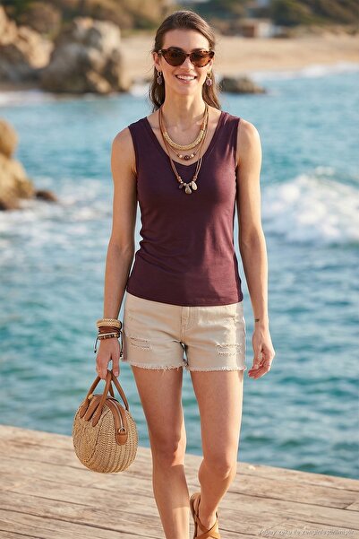 Lela Thick Strap V-Neck Blouse Bluz 5864384