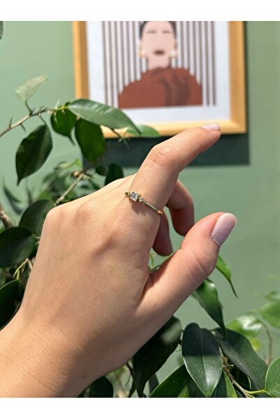 nunu takı Thin Ring with Square Stone