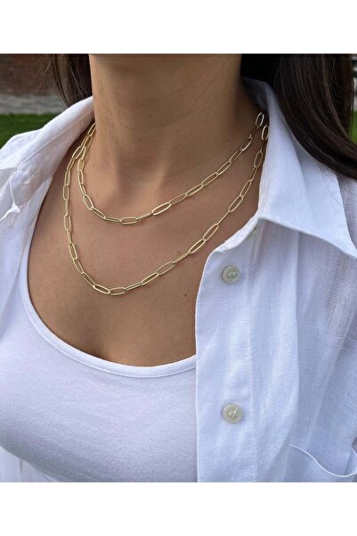 nunu takı Patterned Paperclip Wrapped Chain Necklace