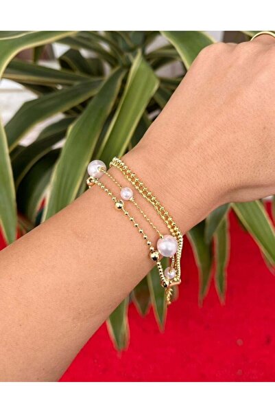 nunu takı Four Row Bracelet with Pearl Detail
