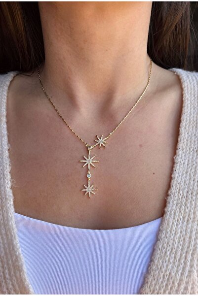 nunu takı Triple North Star Y Necklace