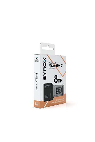 Syrox 8GB MİCRO SD KART(HAFIZA KARTI) KAMERA/DRONE/MİNİ KAMERALAR'LA UYUMLU