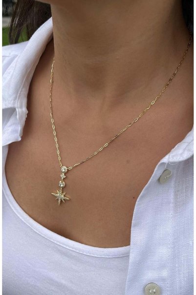 nunu takı Stoned North Star Necklace