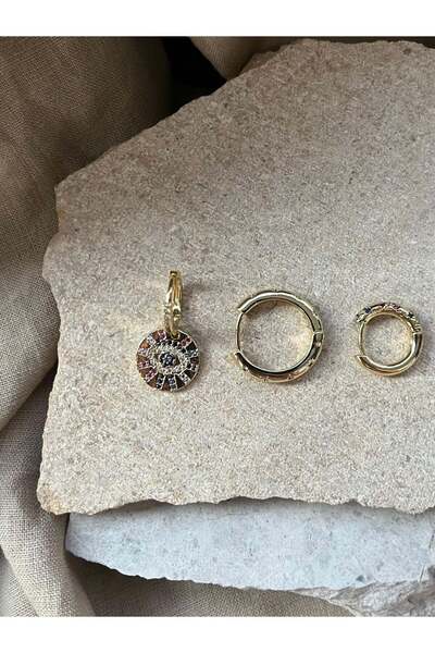 nunu takı Ysx Jewelry Colorful Stone Triple Earring Set