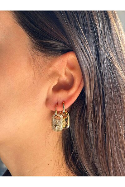 nunu takı Starry Double Pattern Minimal Earrings