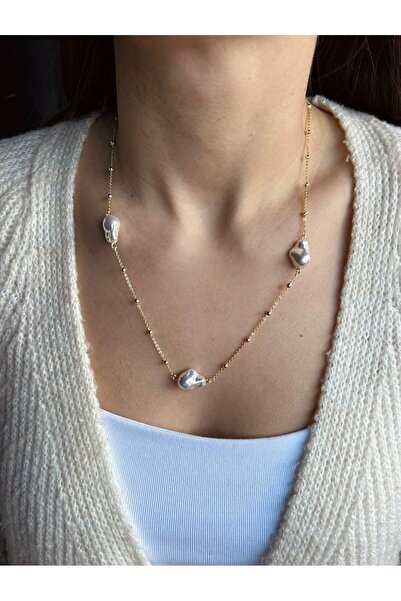 nunu takı Pearl Stone Patterned Necklace