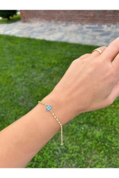 nunu takı Blue Stone Clover Bracelet