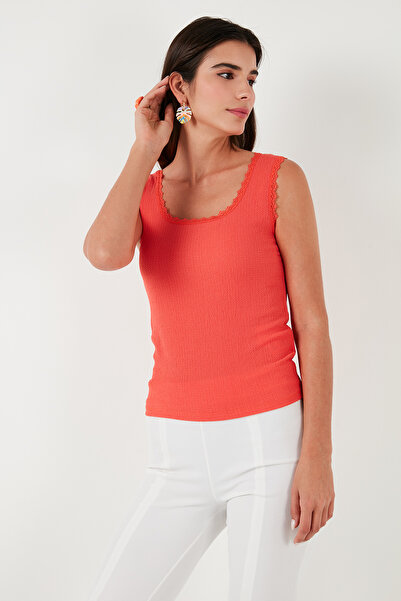 Lela Slim Fit Kalın Askılı Dantelli Kare Yaka Bürümcük Atlet ATLET 5864979