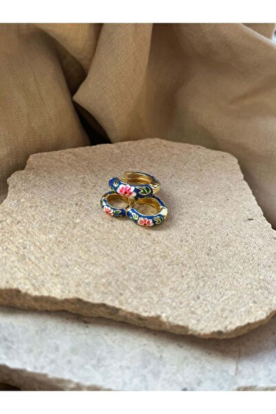 nunu takı Blue Enamel Triple Earrings