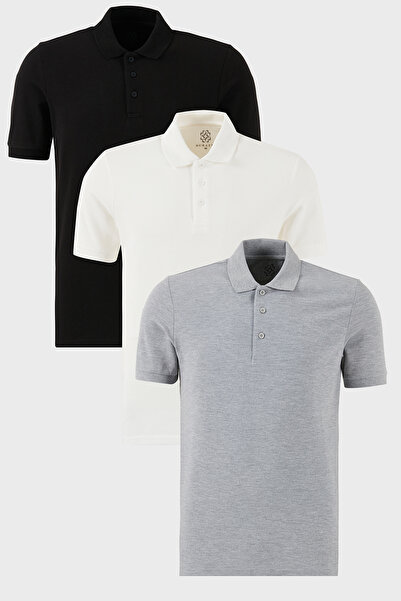 Buratti Cotton Regular Fit Buttoned Polo Neck 3 Pack t Shirts Men's t Shirt 5...