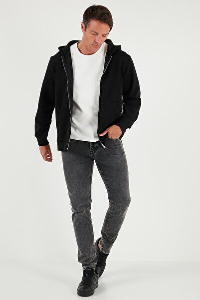 Buratti Regular Fit Kapüşonlu Fermuarlı İçi Tüylü Yumuşak Şardonlu Kışlık Sweat Erkek SWEAT 5905340