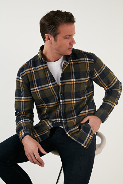 Buratti Plaid Long Sleeve Slim Fit Winter Shirt Men's Shirt Cf21w112844