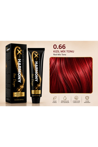 X Pro Harmony Tüp Boya 0.66 Red Kırmızı Saç Boyası 60 ml