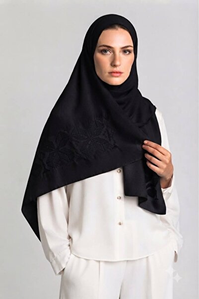 Veil Designer طرحه بوال اسود بتطريز الكنفاه باتلون الاسود علي الطرفين قماش يا...