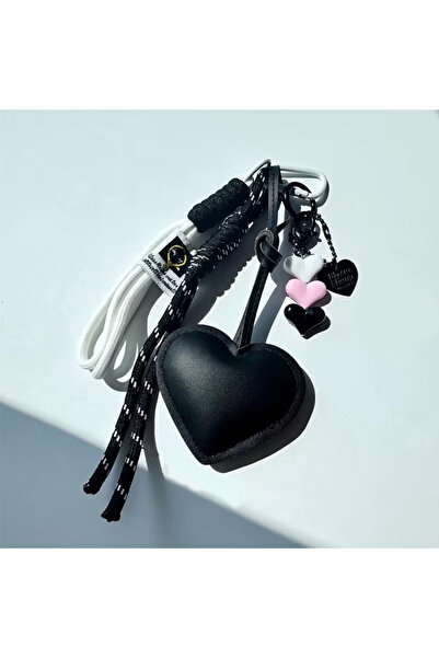 Choice1 black Bag Pendant Gift Heart Shape PU Leather Braided Rope Keychain B...