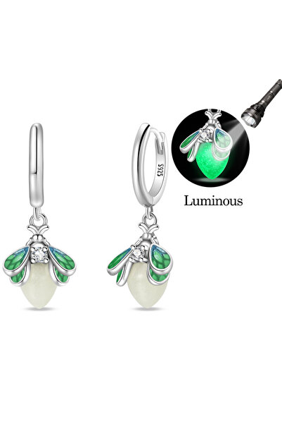 Choice PAE229 Earrings 925 Sterling Silver Fashion Luminous Green Firefly Hoo...