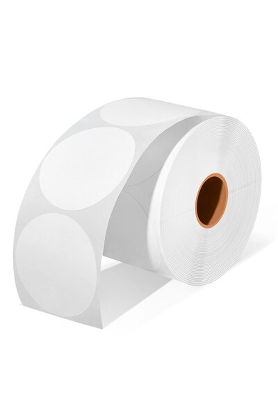 Choice White-1Roll 2 Inch Circle Thermal Sticker Labels Self-Adhesive Round D...