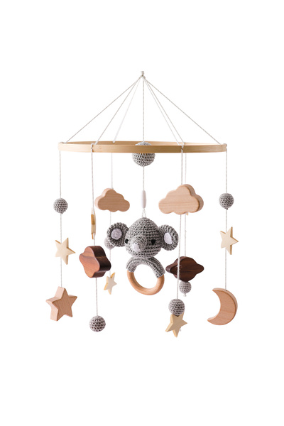 Choice 5 Wooden Crib Mobile Baby Bed Bell Rattle Toy Crochet Animal Rattle Mo...