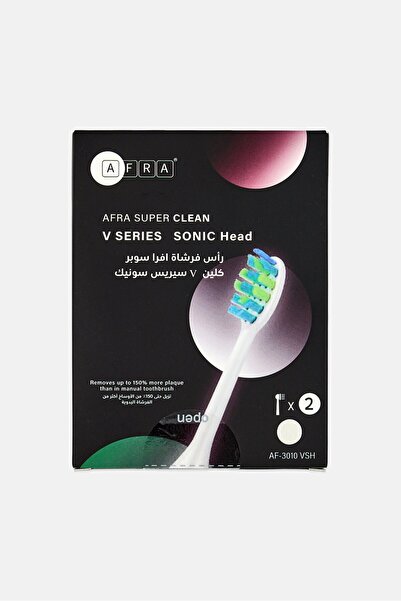 Afra 2 Pcs Super Clean V Series Sonic Electric Toothbrush Head, White