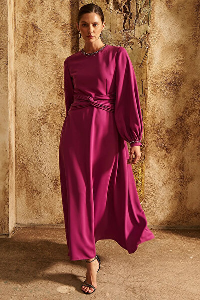 Kayra Rochie elegantă cu detaliu în talie, violet