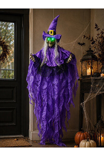 Parti Adresi Cadılar Bayramı Cadı Figürlü Asılabilir Halloween Hareketli Işık...