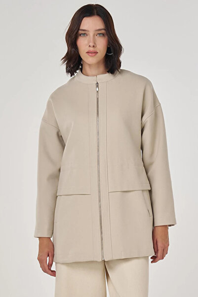 Kayra Zippered Cashmere Jacket Stone