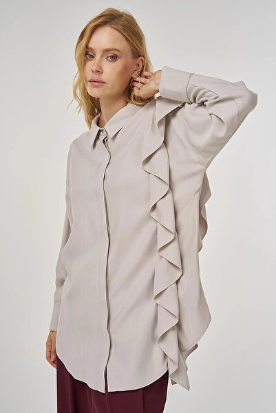 Kayra Ruffle Detailed Tunic Light Gray