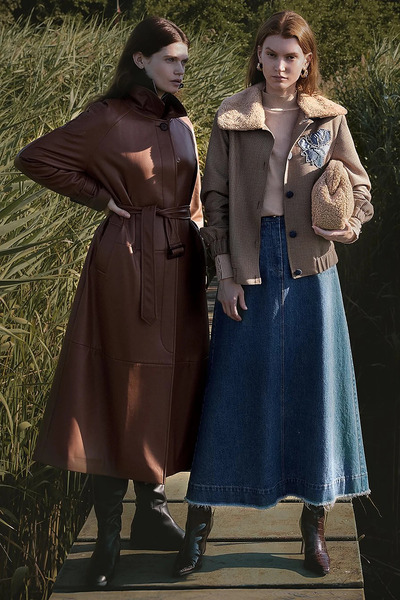Kayra Faux Leather Trench Coat with Stitching Detail Tan