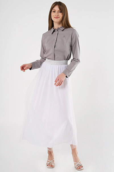 KYR Pleated Tulle Skirt Off-White