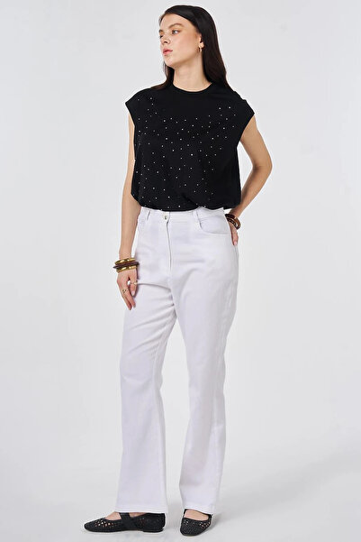 Kayra Wide Leg Gabardine Trousers Optical White