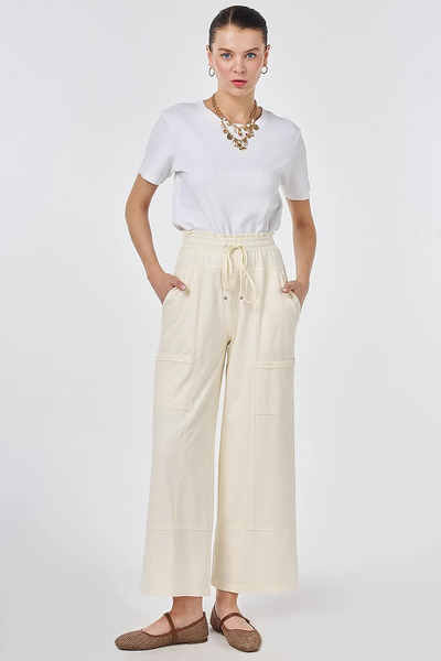 KYR Relaxed Fit Rayon Trousers Ecru