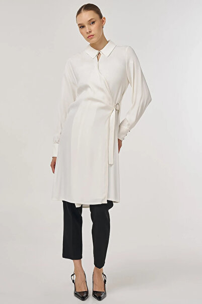 Kayra Metal Buckle Long Tunic Ecru