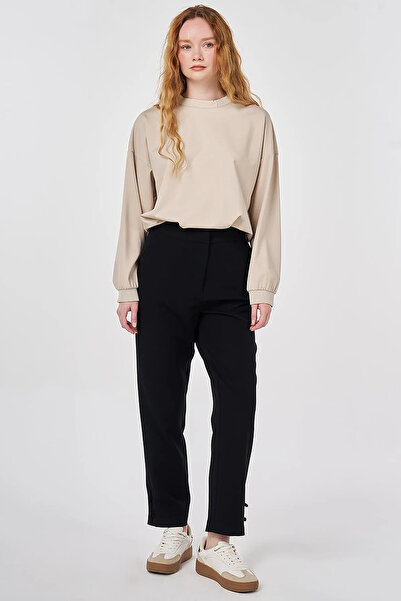 KYR Knot Buttoned Pipe Leg Trousers Black