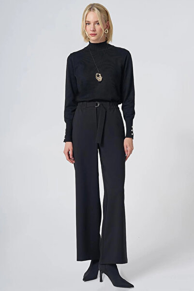 KYR Fabric Trousers with Metal Accessories Black