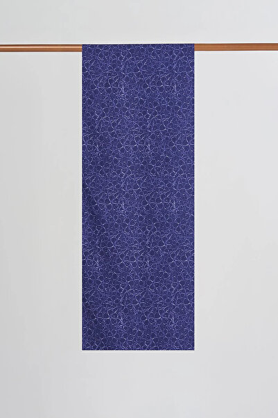 Kayra Floral Patterned Digital Print Shawl Navy Blue