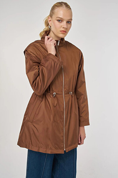 KYR Waist Drawstring Short Coat Light Brown