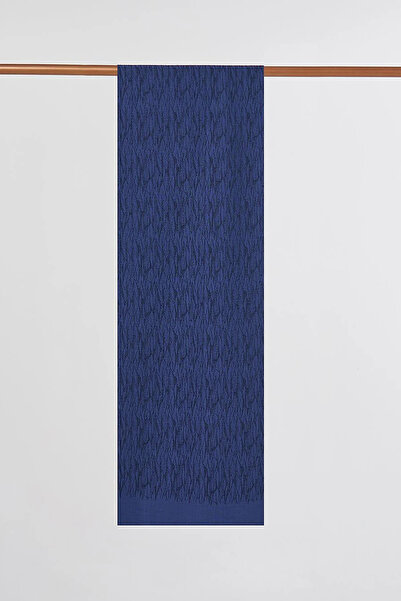 Kayra Patterned Floş Shawl Navy Blue