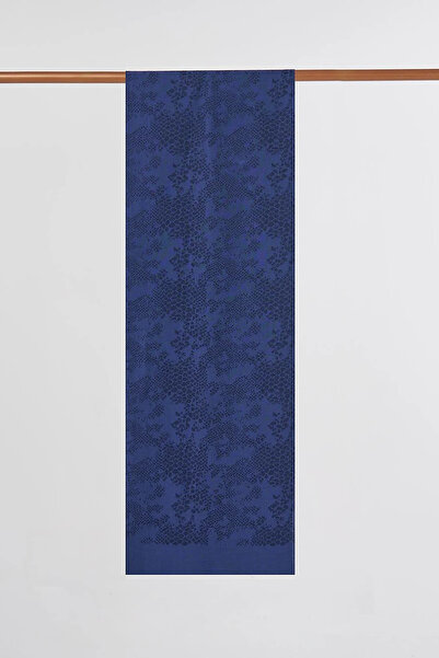 Kayra Abstract Pattern Floş Shawl Navy Blue
