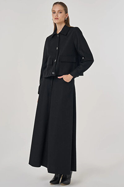Kayra Wool Content Skirt Suit Black