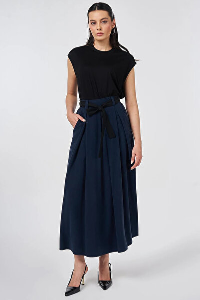 KYR Grosgrain Tie Skirt Dark Navy Blue