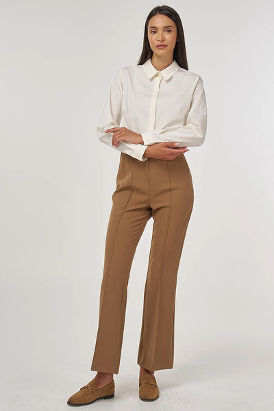 Kayra Flare Fit Grassed Trousers Dark Olive