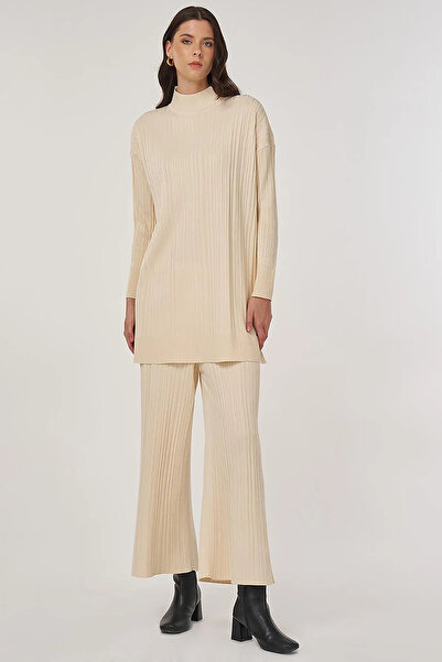 Kayra Comfortable Cut Knitwear Set Stone