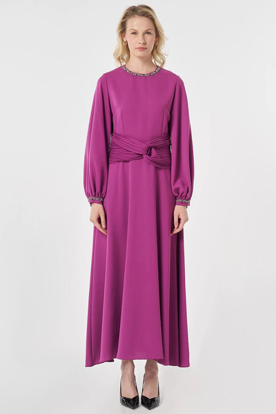Kayra Rochie elegantă cu detaliu în talie, violet