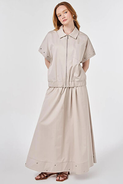 KYR Bird's Eye Detailed Skirt Suit Stone
