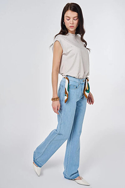 Kayra Straight Denim Trousers Ice Blue